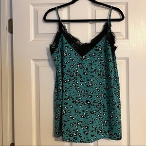 NWT Size Medium Leopard Camisole with Lace Detail